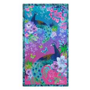 Peacock Alley Peacock and Flowers Fabric Panel Plum 61 x 112 cm