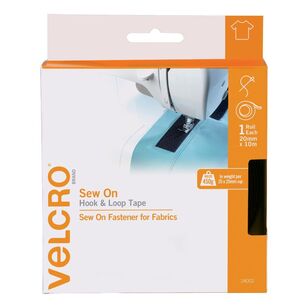 Velcro Sew On 20 mm x 10 m Hook & Loop Tape Black 20 mm x 10 m