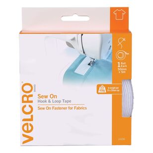 Velcro Sew On Hook & Loop Tape 50 mm x 5 m White 50 mm x 5 m