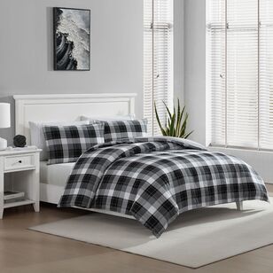 Nautica Bluff Plaid Quilt Cover Set Black/ Grey