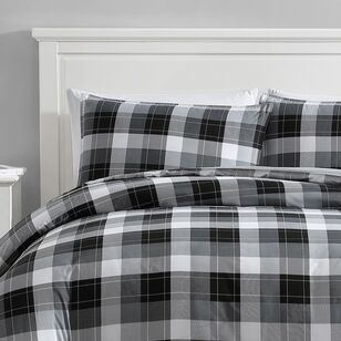 Nautica Bluff Plaid Quilt Cover Set Black/ Grey