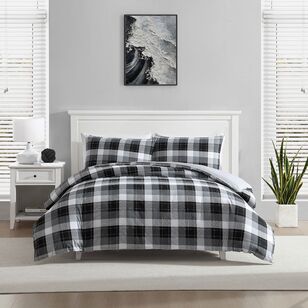 Nautica Bluff Plaid Quilt Cover Set Black/ Grey