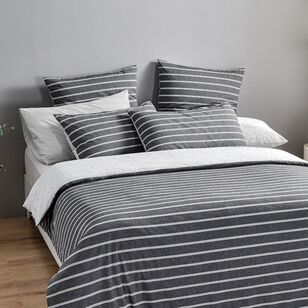 KOO Tranquil Stonewashed Cotton Quilt Cover Set Charcoal