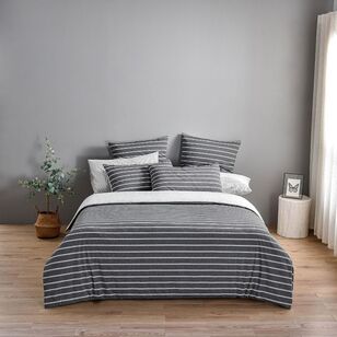 KOO Tranquil Stonewashed Cotton Quilt Cover Set Charcoal