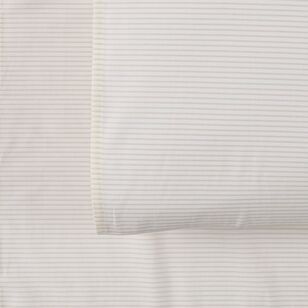 KOO Stripe Stone Washed Cotton Fitted Sheet Set Natural