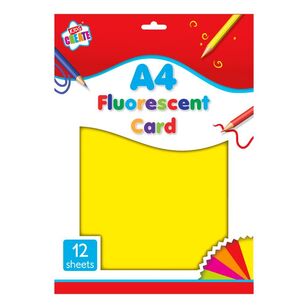 Artwrap Kids Create Fluorescent 12 Sheet A4 Card Pack Fluorescent A4