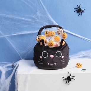 Spooky Hollow Plush Cat Basket Black