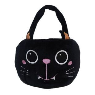 Spooky Hollow Plush Cat Basket Black