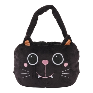 Spooky Hollow Plush Cat Basket Black