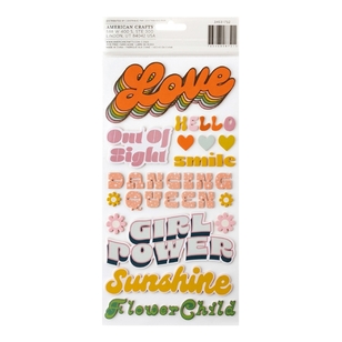 American Crafts Jen Hadfield Groovy Darlin' Thickers Foam Phrase Stickers Phrases