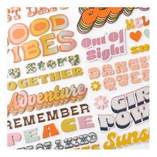 American Crafts Jen Hadfield Groovy Darlin' Thickers Foam Phrase Stickers Phrases