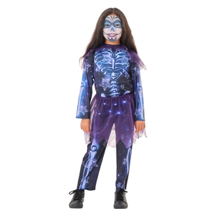 Spooky Hollow Light Up Skeleton with Skirt Costume Multicoloured