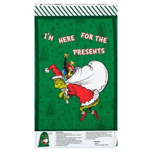 Grinch Santa Sack Fabric Panel Green 112 cm