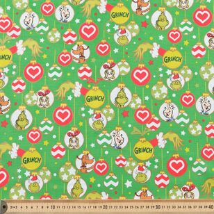 Dr Seuss Grinchmas, more Baubles 112 cm Cotton Christmas Fabric Green 112 cm