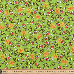 Dr Seuss Grinchmas Feeling Grinchy 112 cm Cotton Christmas Fabric Green 112 cm