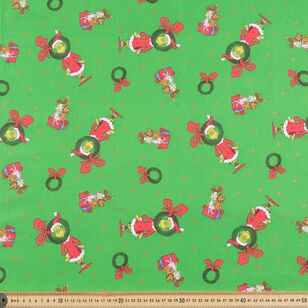 Dr Seuss Grinchmas Grinch Wreath 112 cm Cotton Christmas Fabric Green 112 cm