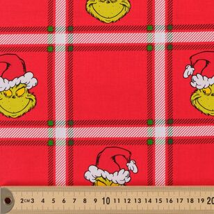 Dr Seuss Grinchmas Check 112 cm Cotton Christmas Fabric Red 112 cm