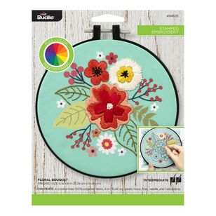 Bucilla Stamped Floral Bouquet Embroidery Kit Multicoloured