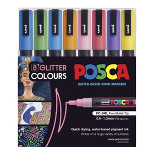Posca PC-3M 8 Pack Poster Markers Glitter