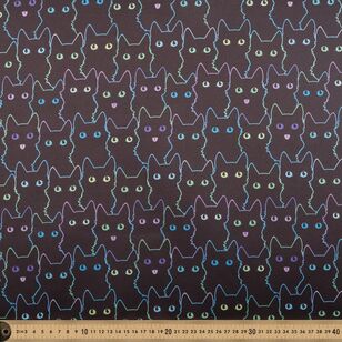 Halloween Neon Cats 150 cm Printed Satin Fabric Multicoloured 150 cm