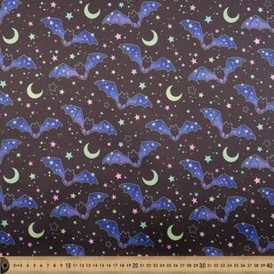 Halloween Crazy Bat 150 cm Printed Satin Fabric Multicoloured 150 cm