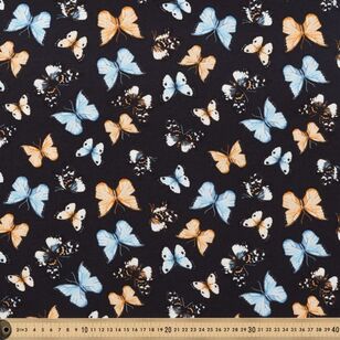 Butterflies 112 cm Organic Cotton Jersey Fabric Black 112 cm
