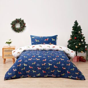 Jolly & Joy Christmas Puppy Clause Quilt Cover Set Multicoloured