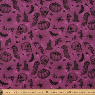 Halloween Witchy Woo Spooky Sketch 112 cm Cotton Fabric Purple 112 cm