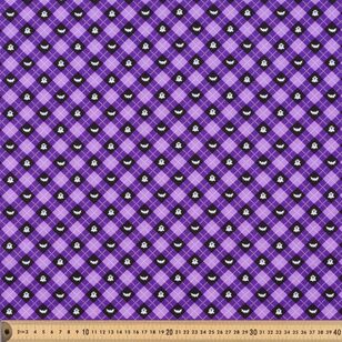 Halloween Witchy Woo Ghost Check 112 cm Cotton Fabric Purple 112 cm