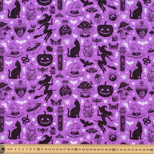 Halloween Witchy Woo Witchy 112 cm Cotton Fabric Purple 112 cm