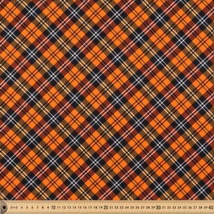 Halloween Pumpkin Patch Diagonal Check 112 cm Cotton Fabric Multicoloured 112 cm