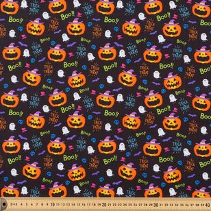 Halloween Pumpkin Patch Jack-O-Lanterns 112 cm Cotton Fabric Black 112 cm