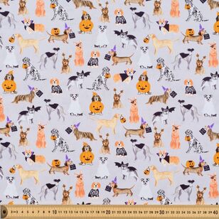 Halloween Cute Spook Dogs 112 cm Cotton Fabric Grey 112 cm