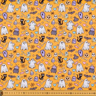 Halloween Cute Spook 112 cm Cotton Fabric Orange 112 cm