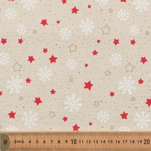 Christmas Stars 112 cm Osnaburg Fabric Natural 112 cm