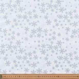 Sparkling Snowflakes 112 cm Cotton Christmas Fabric White & Silver 112 cm