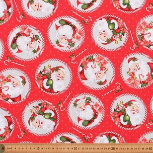 Candy Cane Lane Santa 112 cm Cotton Christmas Fabric Red 112 cm