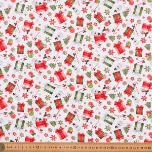 Candy Cane Lane Gifts 112 cm Cotton Christmas Fabric White 112 cm