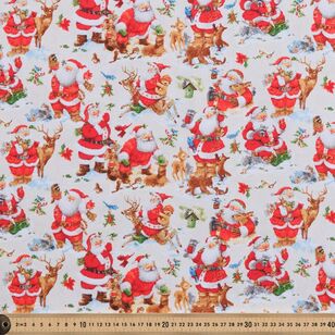 Santa Friends Scenic Christmas 112 cm Cotton Fabric Cream 112 cm