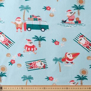 Christmas Surf Santa Multipurpose Cotton Fabric Red 120 cm