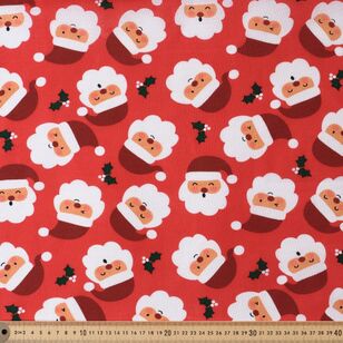 Christmas Santa Face Multipurpose Cotton Fabric Red 120 cm