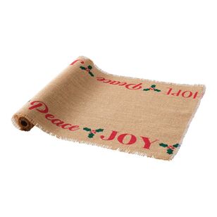 Christmas Hessian Runner Words Natural 40 cm