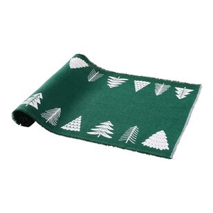 Christmas Hessian Runner Green Trees Green 40 cm