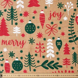 Christmas Traditional Hessian Fabric Natural 120 cm