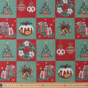 Christmas Grid Tapestry Multipurpose Blended Fabric Multicoloured 140 cm