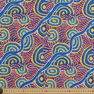 Warlukurlangu Ngapa Jukurrpa (Water Dreaming) - Mikanji 112 cm Drill Fabric Multicoloured 112 cm