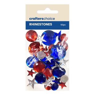 Crafters Choice Rhinestone Blue and Red Star Mix Multicoloured