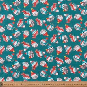 Chirping Through the Snow 112 cm Christmas Cotton Fabric Green 112 cm