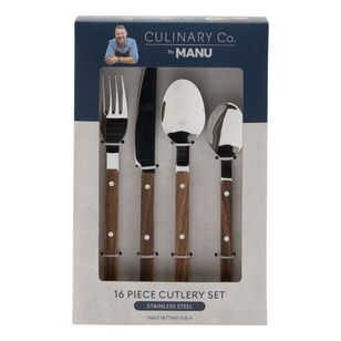 Culinary Co By Manu 16 Piece Cutlery Set Brown