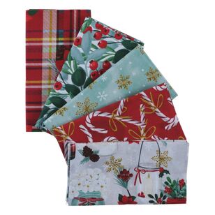 Holidays at Home 5 piece Christmas Fat Quarter Bundle Multicoloured 50 x 52 cm